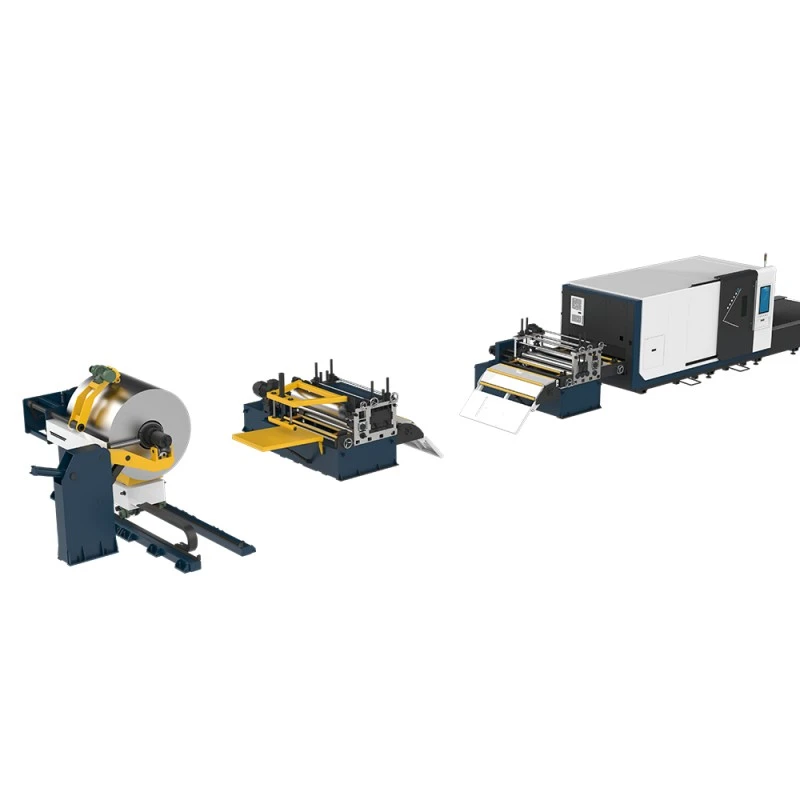High Effciency Uncoiling Leveling Coil Fed Laser Blanking Sheet Metal Production Line